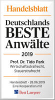 Handelsblatt - Deutschlands beste Anwälte 2019 - Prof. Dr. Tido Park